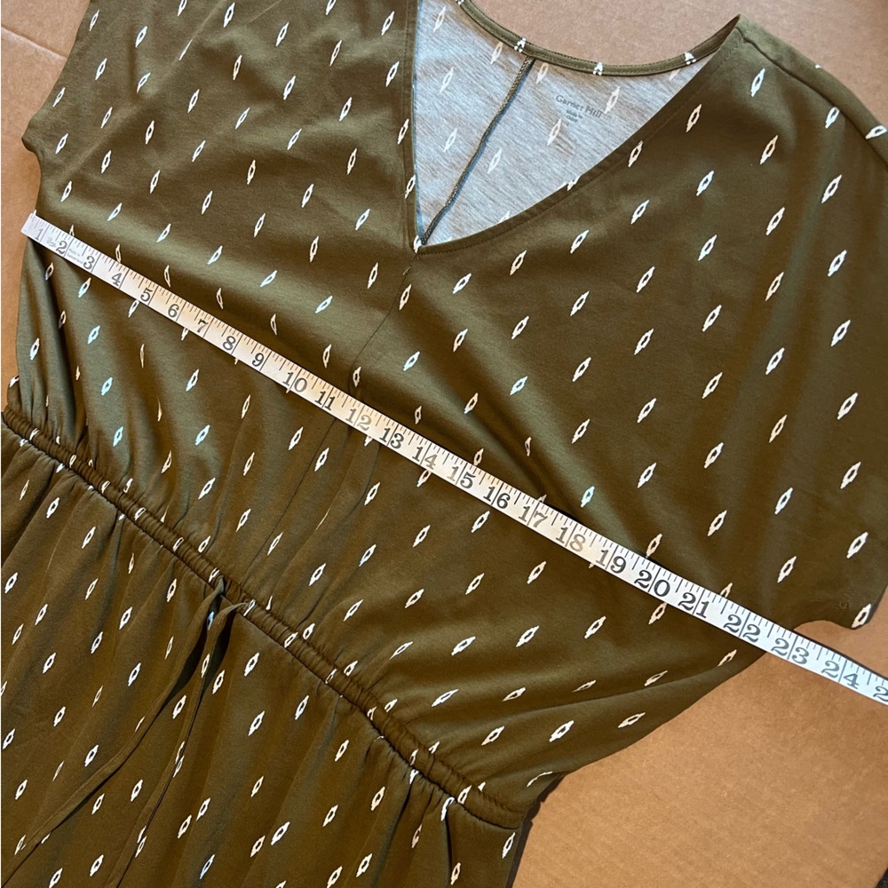 Garnet Hill Easy Cap-Sleeve Knit Maxi Dress, organic, moss-green, size L, NWOT - Picture 8 of 13